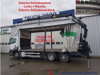 Plachtový nákladní auto, Auto s hydraulickou rukou Mercedes-Benz 2636 Kran Hiab XS 144 Schiebeplane L+R + Dach BC: obrázek 1